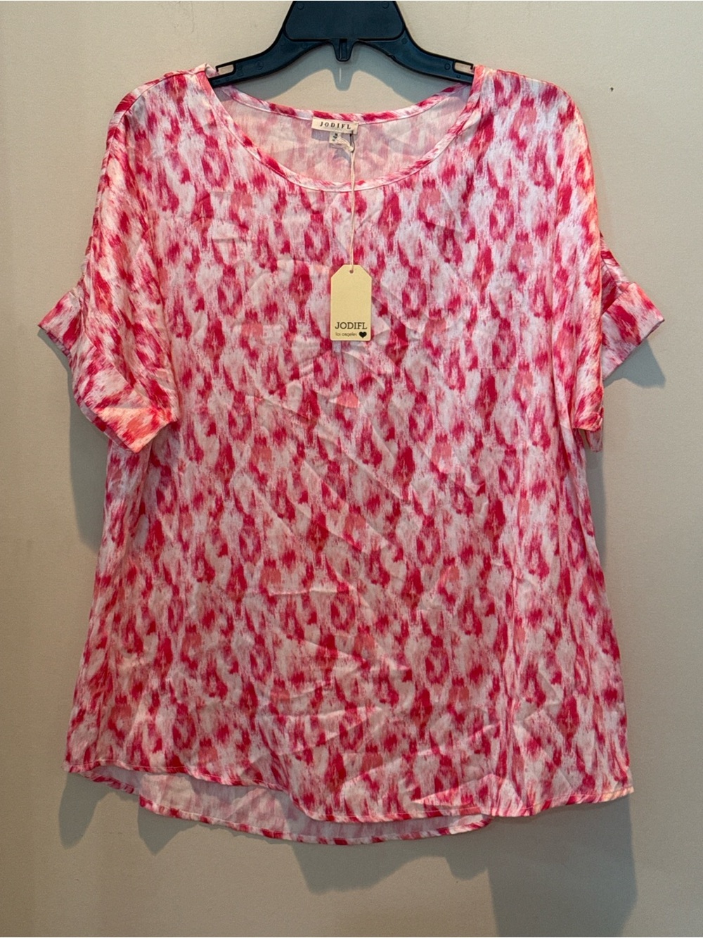 JODIFL Pink & White Printed Short Sleeve Top